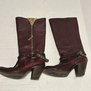 Cuadra Python Belly 8 Women’s Leather dark red boots burgundy